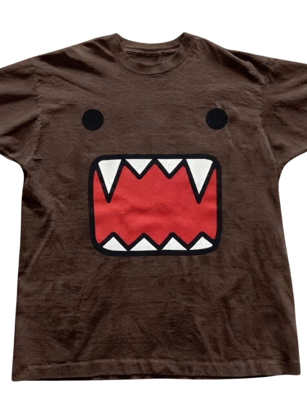 Gildan Brown Tee with Red and White Monster Mouth Graphic, Gift For Her, For Him